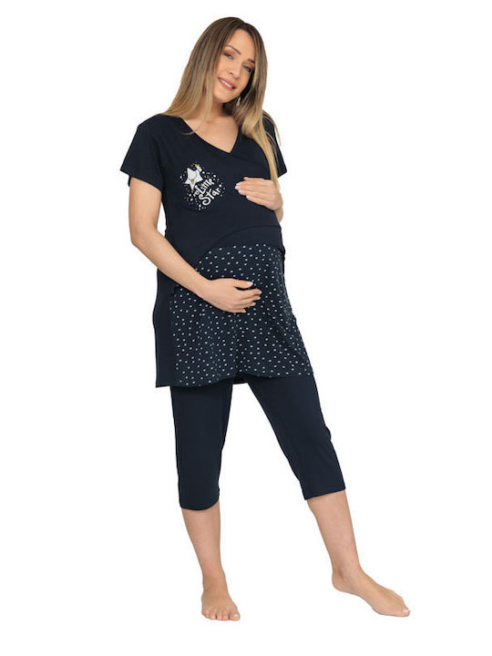 Maternity and Nursing Pyjamas (36026) - Blue