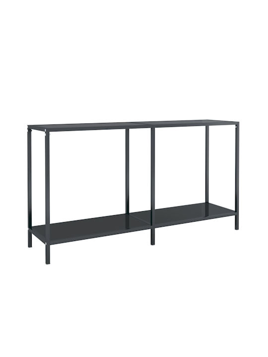 Console Table Metal with Glass Surface Μαύρη L140xW35xH75.5cm