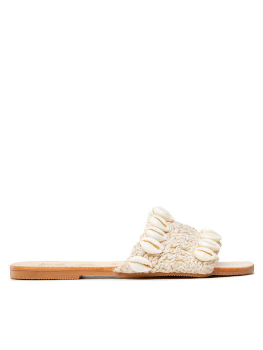 Leather Women's Flat Sandals Natural