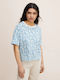 Tom Tailor Women's T-shirt Floral Light Blue