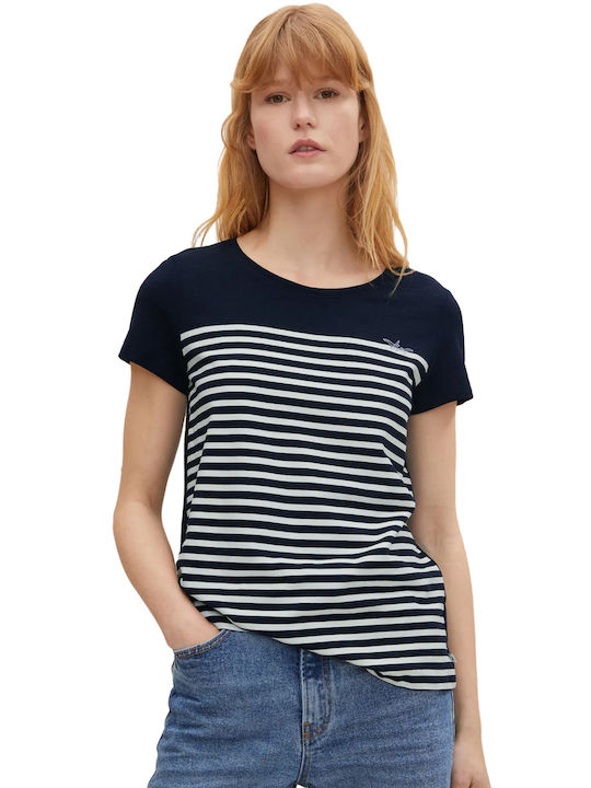 Tom Tailor Women's T-shirt Striped Navy Blue