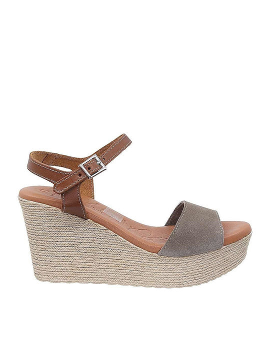 Oh My Sandals Women's Leather Ankle Strap Platf...