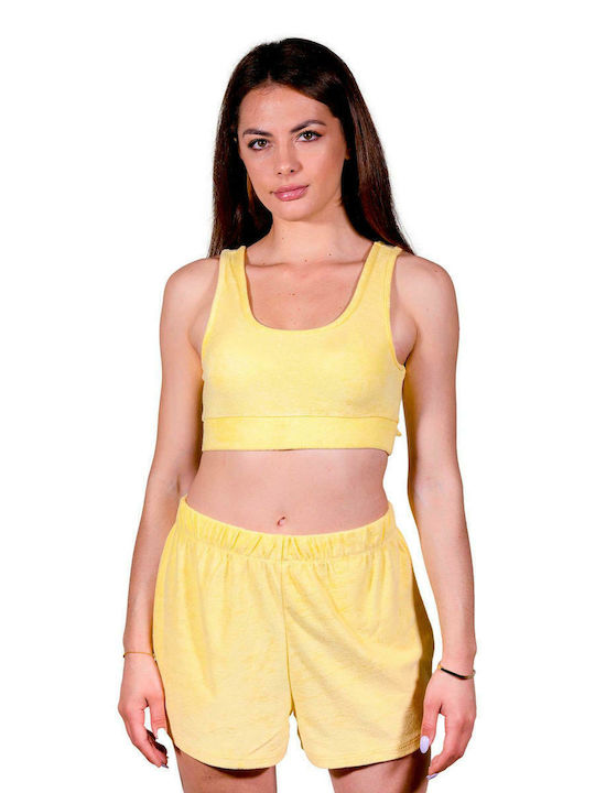 Only Women's Summer Crop Top Cotton Sleeveless Lemon Meringue