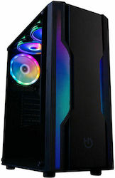 Hiditec V40 Gaming Midi Tower Computer Case with Window Panel and RGB Lighting Black