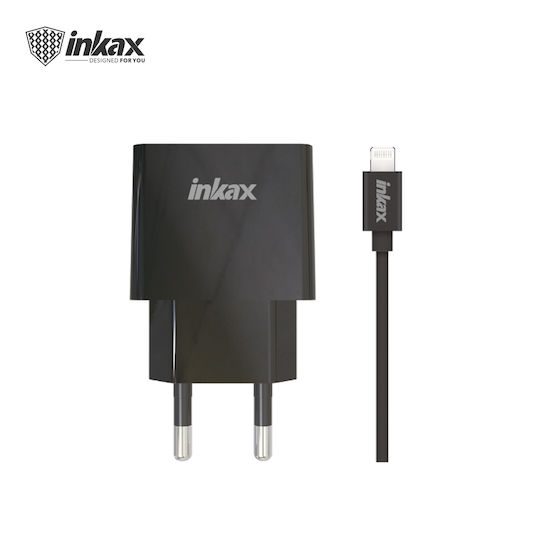 Inkax Încărcător cu 2 Porturi USB-A și Cablu Lightning Negruς (CD-65)