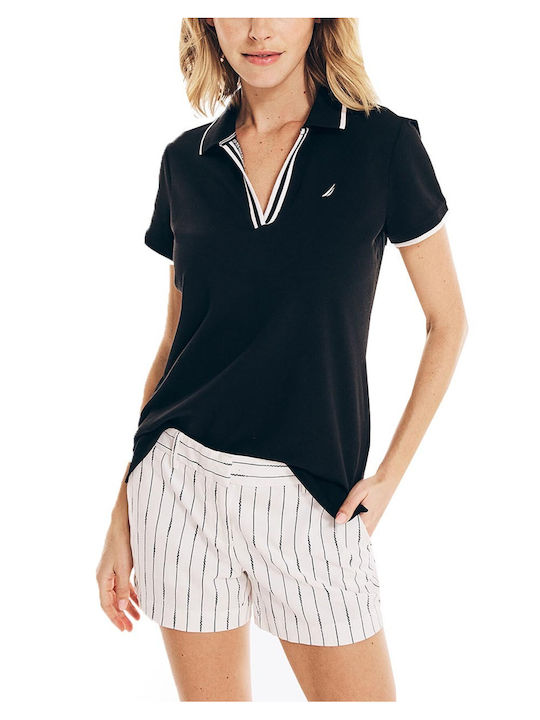 Nautica Women's Polo Shirt Short Sleeve Black