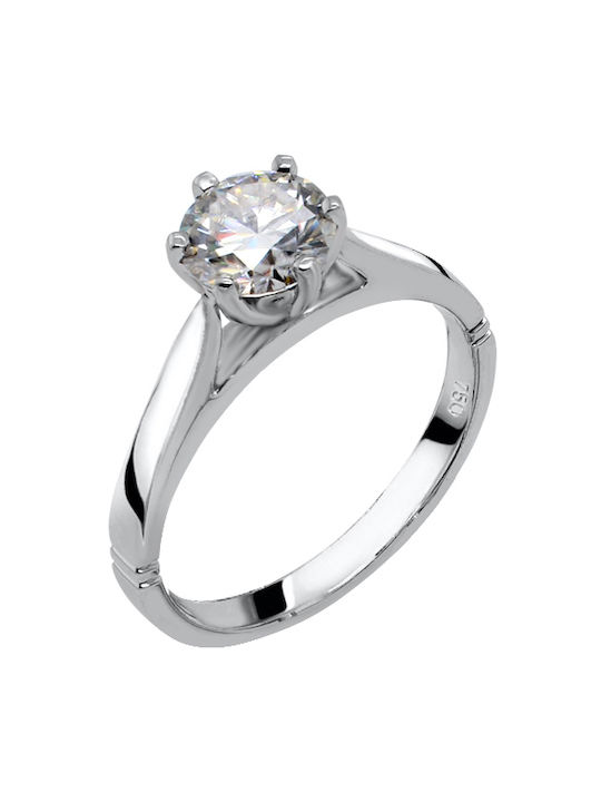 18K White gold solitaire ring with moisanite