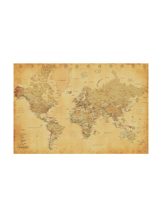 Pyramid International Afiș World Map Vintage 61x91.5cm