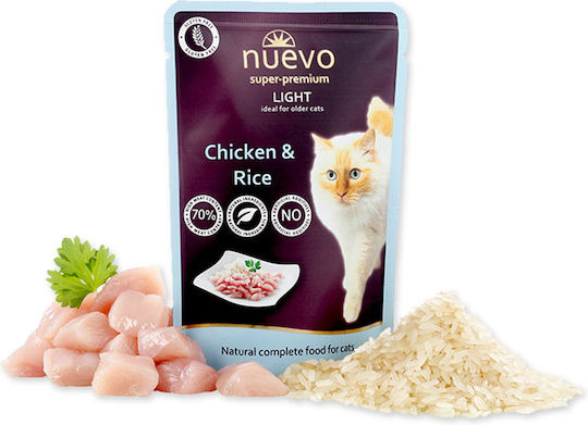 Nuevo Light Υγρή Τροφή για Ηλικιωμένες Γάτες σε Φακελάκι με Κοτόπουλο και Ρύζι Διαίτης 85gr