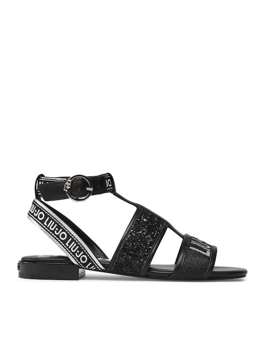 Astra Leather Women's Flat Sandals in Black Color