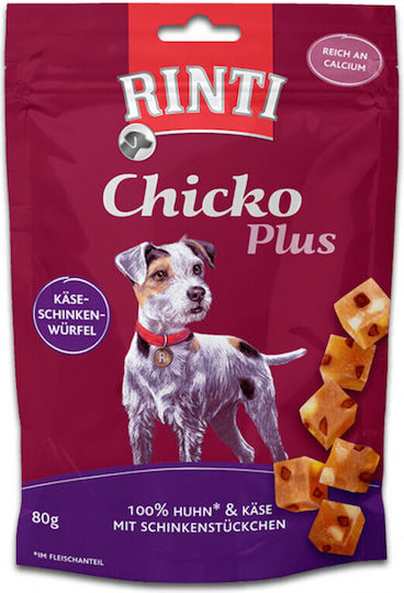 Rinti Chicko Plus Λιχουδιές Σκύλου Κυβάκια με Ζαμπόν & Τυρί 80gr