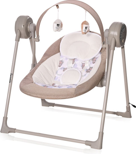 Lorelli Elektrisch Baby Relax Schaukel Twinkle mit Musik und Vibration Beige Rhino für Kind bis 9kg