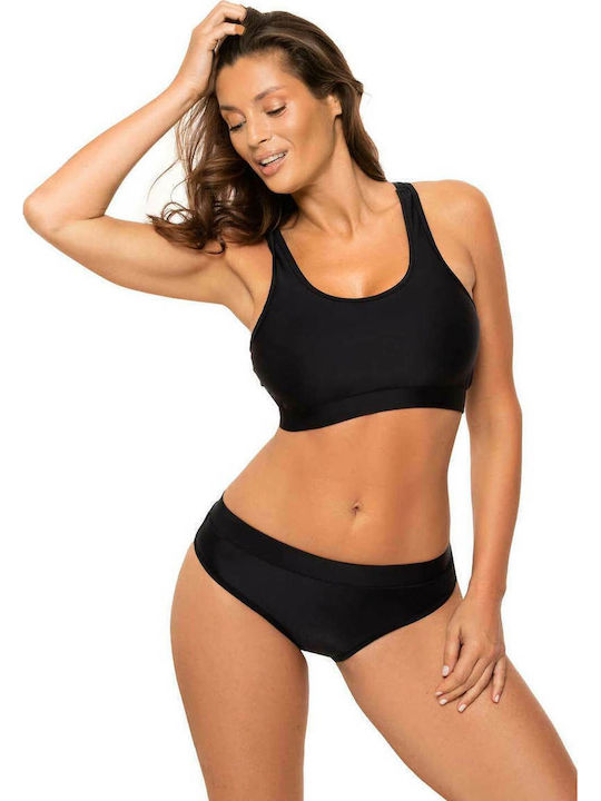 Marko Bikini Set 3 Pieces Sports Bra Push Up Black