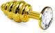 Lovetoy Rosebud Gold Spiral Metal Anal Plug Clear