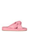 Leather Women's Flat Sandals in Pink Color