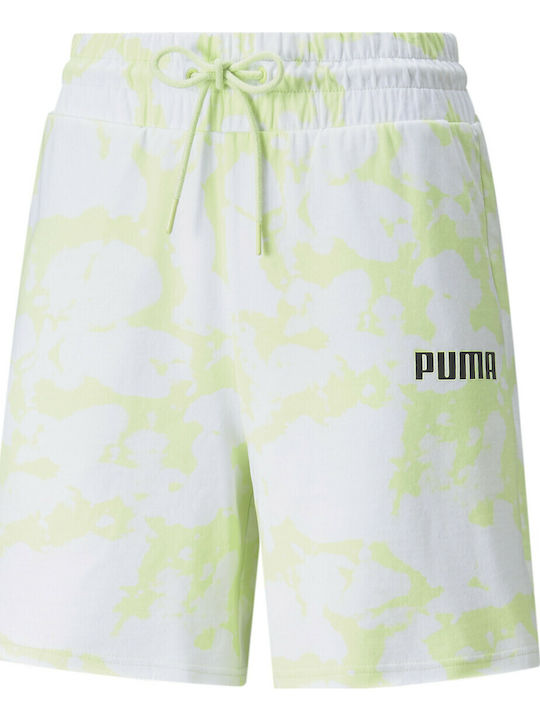 PUMA Γυναικείο Ψηλόμεσο Αθλητικό Σορτς White/Green