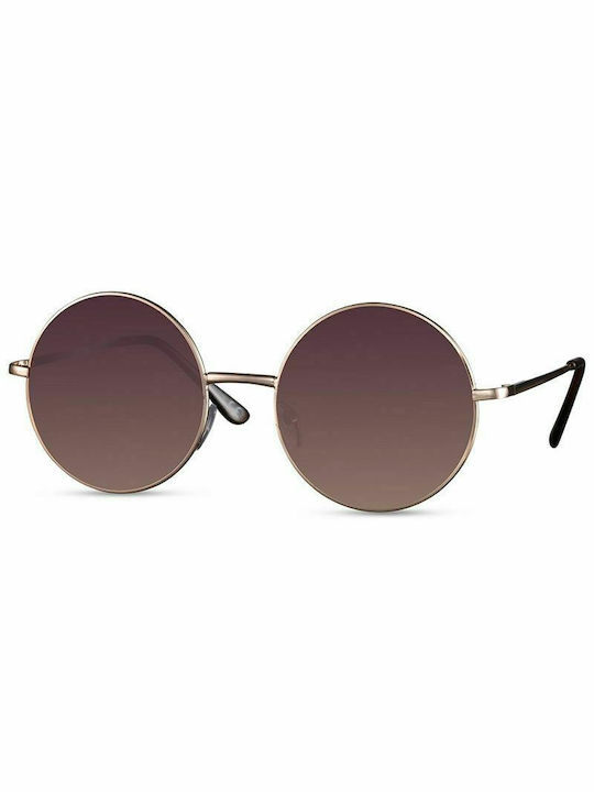 Solo-Solis Women's Sunglasses with Gold Metal Frame and Brown Gradient Lens NDL2958