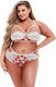 Baci Lingerie Sexy Σετ Εσωρούχων με Δαντέλα Πολύχρωμο Plus Size 2τμχ