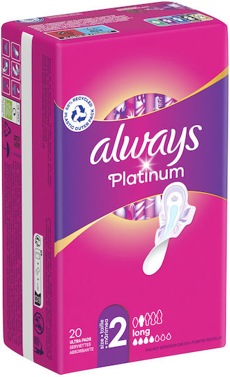 Always Platinum Long Σερβιέτες με Φτερά Μέγεθος 2 80τμχ