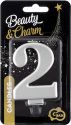 Birthday Candle Number "2" in Silver Color PF-SCS2