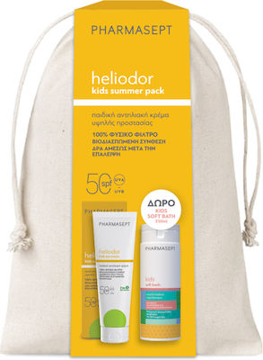 Pharmasept Heliodor Waterproof Kids Sunscreen Set Emulsion for Face & Body SPF50 150ml & Gift Children's Shower Gel 250ml