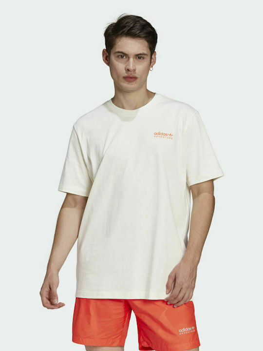 Adidas Adventure Woodwave Ανδρικό T-shirt Μπεζ με Στάμπα