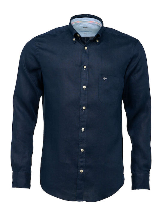 Fynch Hatton Men's Shirt Long Sleeve Linen Dark Blue