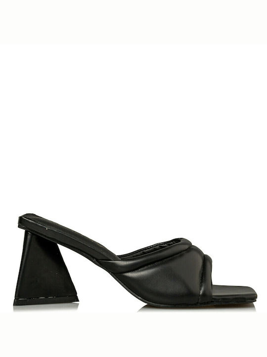 Envie Shoes Mules με Χοντρό Χαμηλό Τακούνι σε Μαύρο Χρώμα