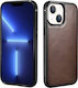 iCarer Leather Oil Wax Umschlag Rückseite Leder Braun (iPhone 13)