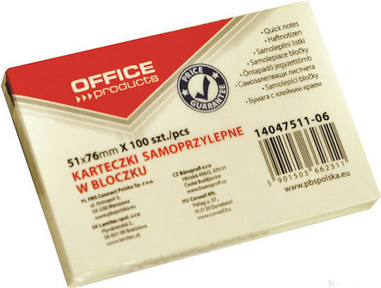 Office Point Αυτοκόλλητα Χαρτάκια Σημειώσεων 100 Φύλλων Κίτρινα 7.6x5.1εκ.
