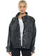 Women's Short Lifestyle Artificial Leather Jacket for Winter Black