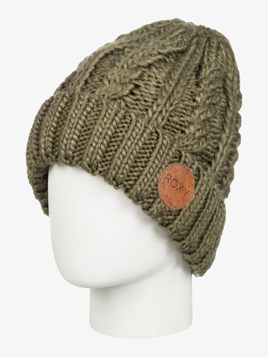 Roxy Tram Beanie Frauen Beanie mit Strickmuster in Khaki Farbe