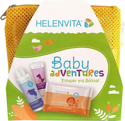 Helenvita Promo Baby Adventures Care Set Orange Baby All Over Cleanser 100ml & Baby Nappy Rash Cream 20ml & Baby Wipes 20pcs & Toiletry Bag 4pcs