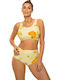 Asani Bikini Set Sports Bra Push Up High Waist Floral Yellow