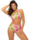 Asani Set Bikini Μπουστάκι Push Up Ψηλόμεσο Floral Green/Fuchsia