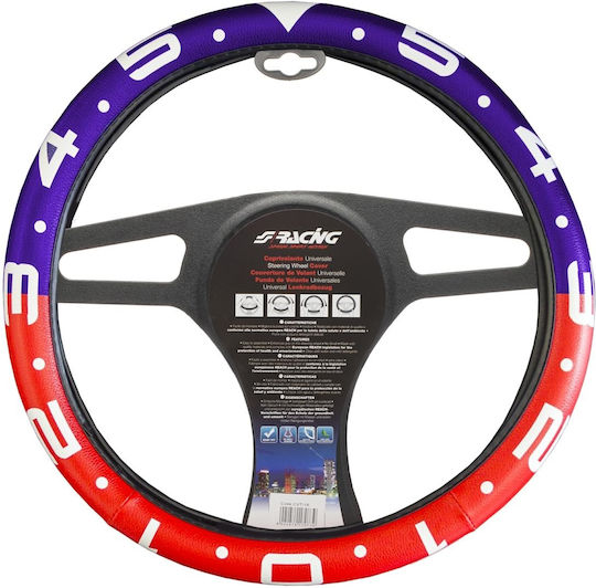 Simoni Racing Κάλυμμα Τιμονιού Αυτοκινήτου με Διάμετρο 37-39εκ. Κόκκινο Δερμάτινο Μπλε