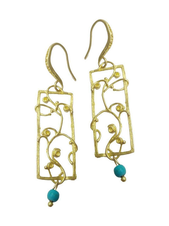 Earrings Pendants Gold Plated with Stones