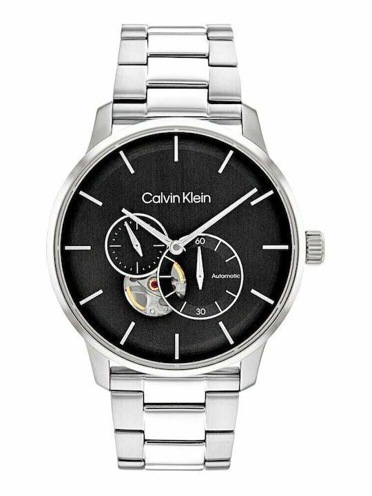 Calvin Klein Timeless Ανδρικό Ρολόι 42mm Χρονογράφος Αυτόματο με Ασημί Μεταλλικό Μπρασελέ