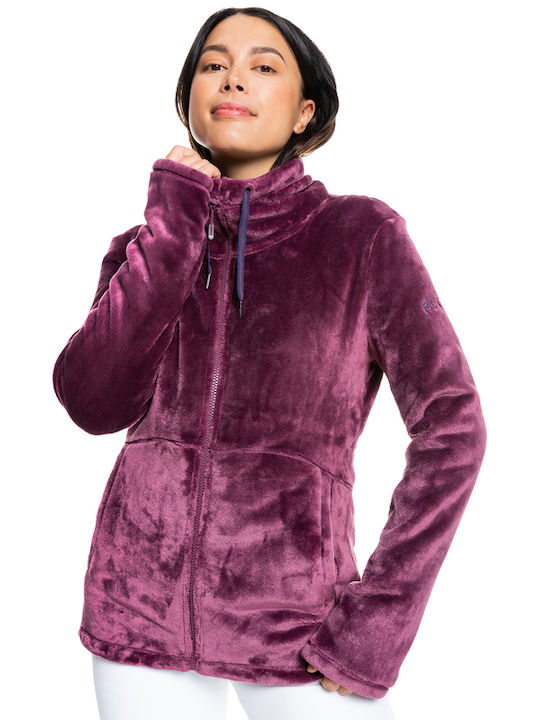 Roxy Tundra Fleece Γυναικεία Ζακέτα με Φερμουάρ σε Μωβ Χρώμα