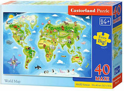 Παιδικό Puzzle World Map 40pcs για 4+ Ετών Castorland