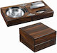 Giftland Luxury Aschenbecher Zigarre Hölzernes Braun Tragbare Faltbare 12cm 1Stück