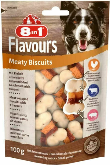 8in1 Flavours Μπισκότο Σκύλου με Χοιρινό / Κοτόπουλο / Μοσχάρι 100gr