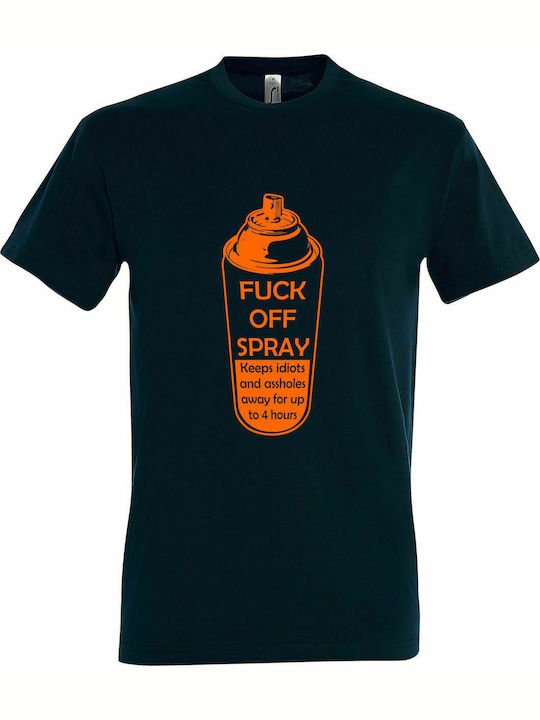 Unisex-T-Shirt, "FUCK OFF SPRAY", Petrolblau