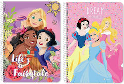 Diakakis Spiral Notebook Ruled A4 60 Sheets 2 Subjects Princess 1pcs (Μiscellaneous Designs)