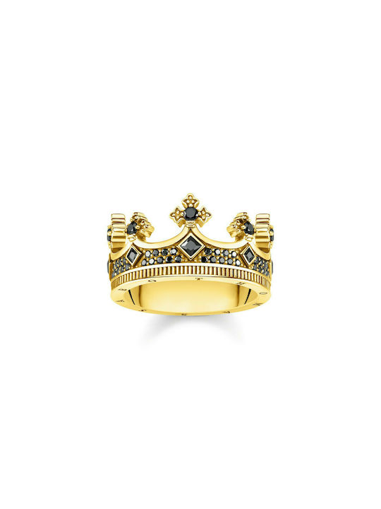 Thomas Sabo Γυναικείο Δαχτυλίδι Crown με Πέτρες από Ασήμι Επιχρυσωμένο