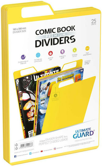Ultimate Guard Πλαστικά Διαχωριστικά A4 25τμχ Premium Comic Book Dividers Yellow 25τμχ