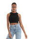 Only Women's Summer Crop Top Cotton Sleeveless Black