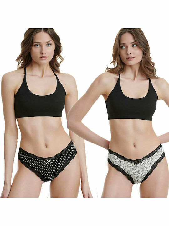 Walk Bamboo Γυναικεία String 2Pack με Δαντέλα B...