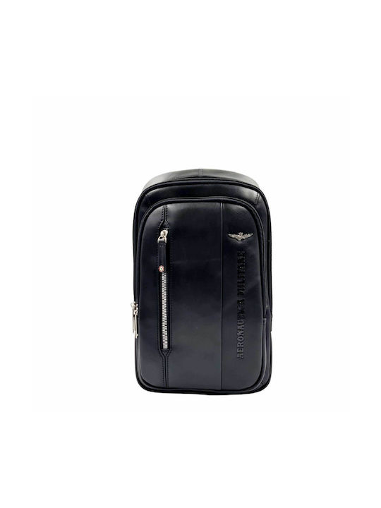 Aeronautica Militare Men's Leather Backpack Black