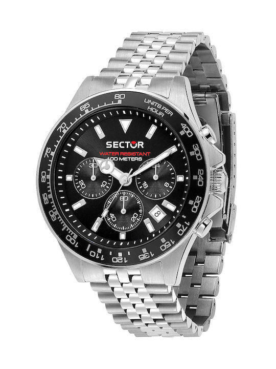 Sector 230 Watch Chronograph Battery with Silver Metal Bracelet